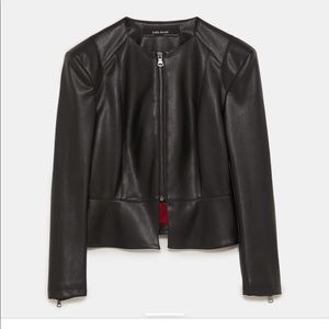 ZARA Faux Leather Jacket with Shoulder Pads